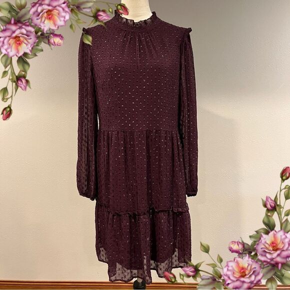 Tommy Hilfiger a-line Elegant Purple long sleeve Dress size 10 - Picture 1 of 14